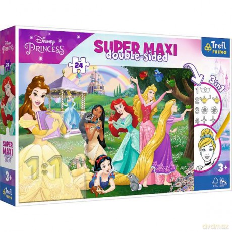 TREFL Dwustronne 24 el SUPER MAXI 3w1 Wesołe Księżniczki. Princess 41008 [PUZZLE]