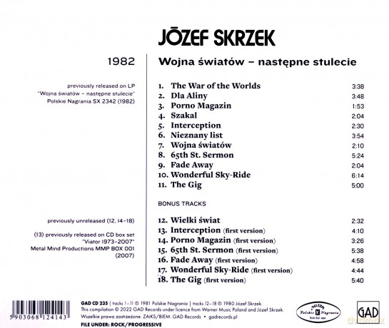 Józef Skrzek: Wojna Światów Następne Stulecie [CD]