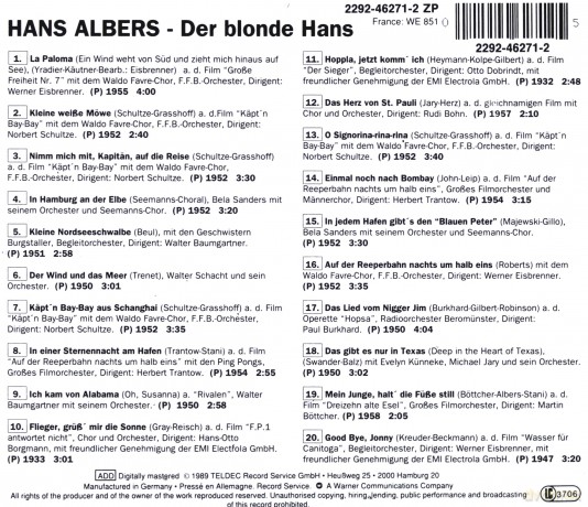 Hans Albers: Der Blonde Hans [CD]