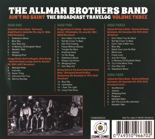 The Allman Brothers Band: Ain't No Saint: The Broadcast Travelog Volume Three [CD]