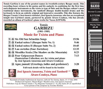 Ansorena/Cendoya-Garbizu:Works For Txistu Piano [CD]