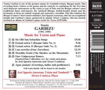 Ansorena/Cendoya-Garbizu:Works For Txistu Piano [CD]