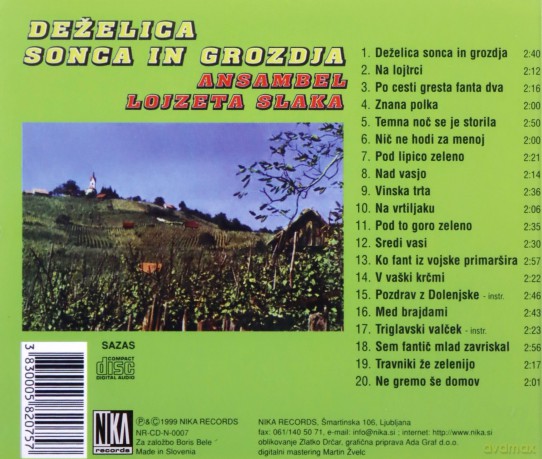 Ansambel Lojzeta Slaka: Dezelica Sonca In Grozdja [CD]
