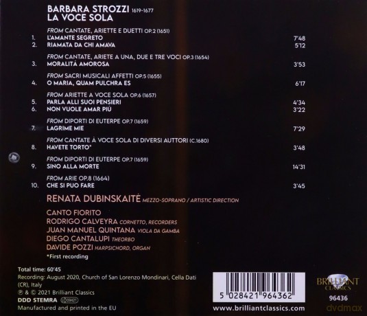 Canto Fiorito: Strozzi:la Voce Sola [CD]