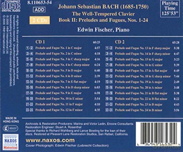 Edwin Fischer: Great Pianists Edition - Edwin Fischer: Das Wohltemperierte Klavier, Teil 2 (Aufnahmen 1935-1936) [2CD]