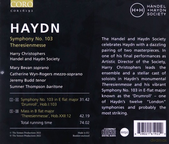 Mary Bevan: Joseph Haydn: Londoner Sinfonie Nr. 103/Theresienmesse [CD]