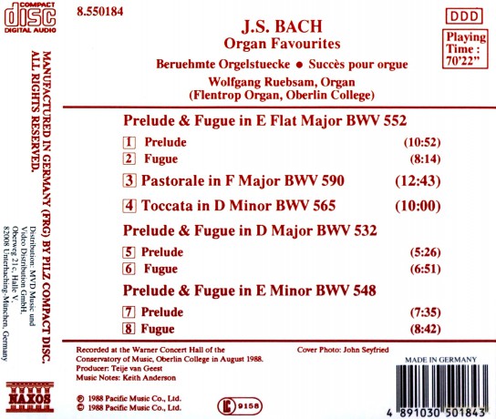 Wolfgang Rübsam: Berühmte Orgelstücke [CD]