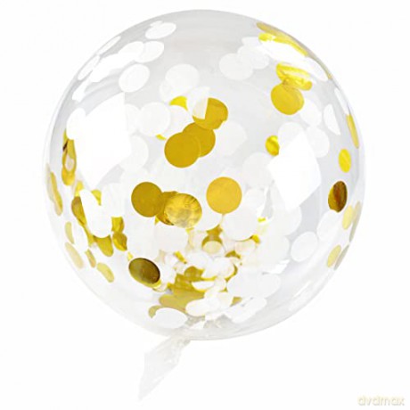 Balon Foliowy 45 cm Przeźroczysty Konfetti Złoty Blf0041zlo
