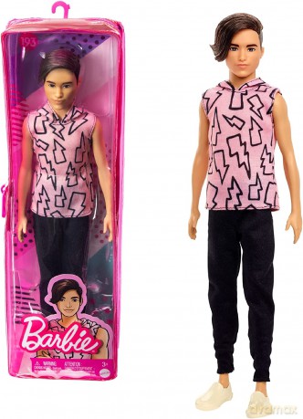 Barbie Ken Stylowy Lalka Koszulka Blyskawice Hbv27