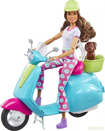 Barbie Wakacyjna Zabawa Lalka Skuter Akces Hgm55 W2