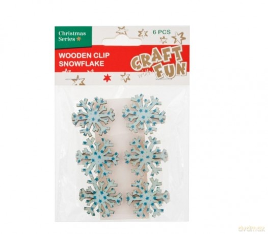 Drewniane Spinacze Boże Narodzenie Płatek Śniegu Craft With Fun 438602