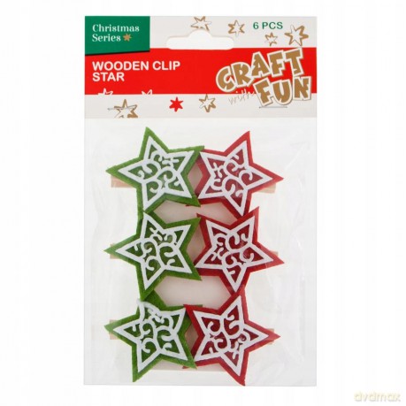 Drewniane Spinacze Boże Narodzenie Płatek Śniegu Craft With Fun 438602