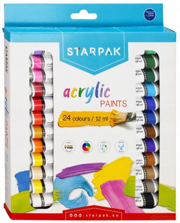Farby Akrylowe 24 Kolory 12ml Starpak 484975