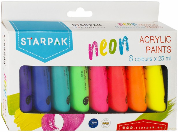 Farby Akrylowe 8 Kolorów 25ml Neonowe Starpak 484981