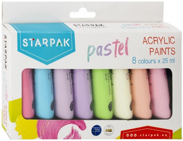 Farby Akrylowe 8 Kolorów 25ml Pastelowe Starpak 484978