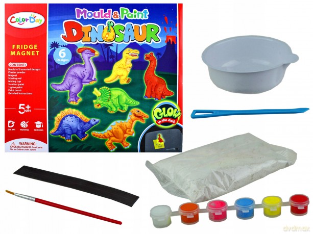 Gipsowe Magnesy Dino Świecące w Ciemności do Zrobienia