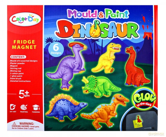 Gipsowe Magnesy Dino Świecące w Ciemności do Zrobienia