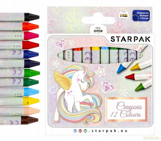 Kredki Woskowe 12 Kolorów Unicorn Starpak 490949