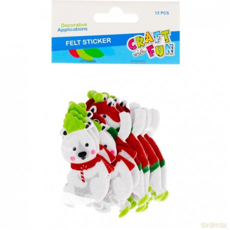 Ozdoba Dekoracyjna Filcowa Samoprzylepna Boże Narodzenie Miś Craft With Fun 480003