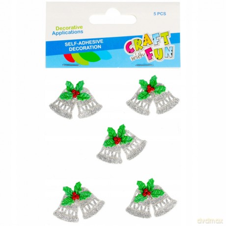 Ozdoba Dekoracyjna Samoprzylepna Bożonarodzeniowa Dzwoneczki Craft With Fun 480857