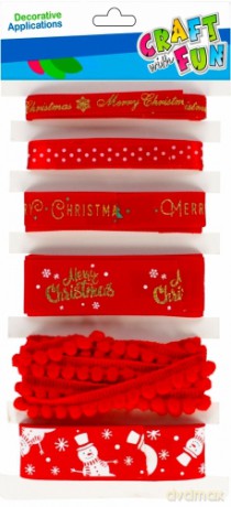 Ozdoba Dekoracyjna Wstążki Boże Narodzenie Mix 6 szt. Craft With Fun 501461
