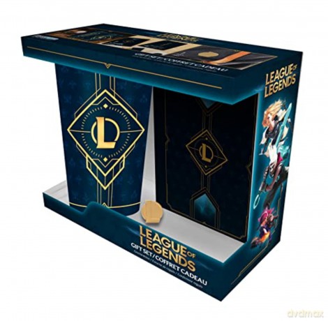 LEAGUE OF LEGENDS - Pck XXL glass + Pin + Notebook Hextech logo