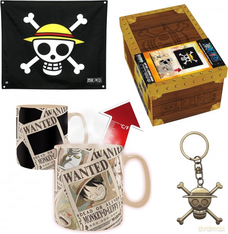ONE PIECE - Pck premium Flag + 3D Keychain + Kubek Heatchange