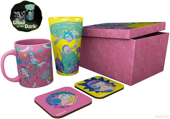 RICK AND MORTY - Pck Szklanka XXL +Kubek+ 2 CoastersPattern