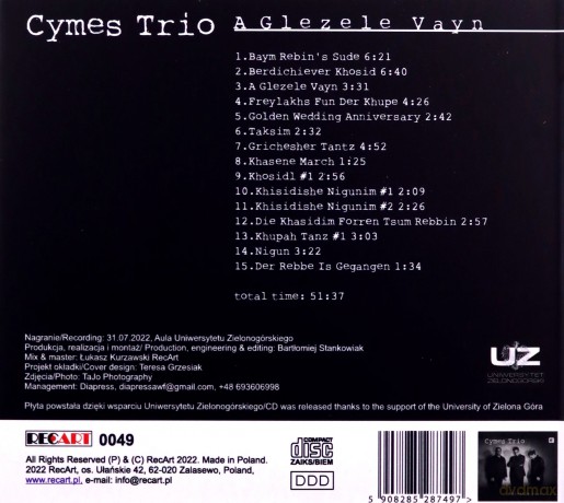 Cymes Trio: A Glezele Vayn [CD]