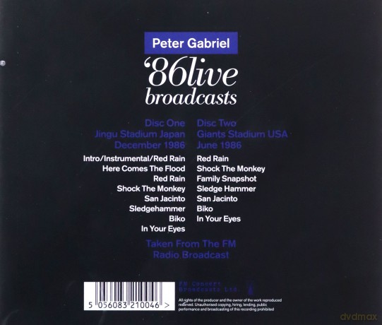 Peter Gabriel: 1986 Live Broadcasts [2CD]