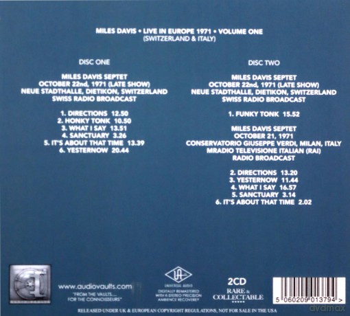 Miles Davis: Live In Europe 1971 - Volume 1 [2CD]