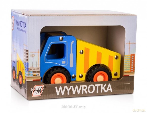 Drewniane auto z oponami - wywrotka