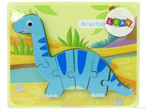 Drewniane puzzle Dinozaur Brachiosaur niebieski [PUZZLE]