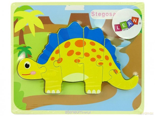 Drewniane puzzle Dinozaur Stegosaurus żółty [PUZZLE]