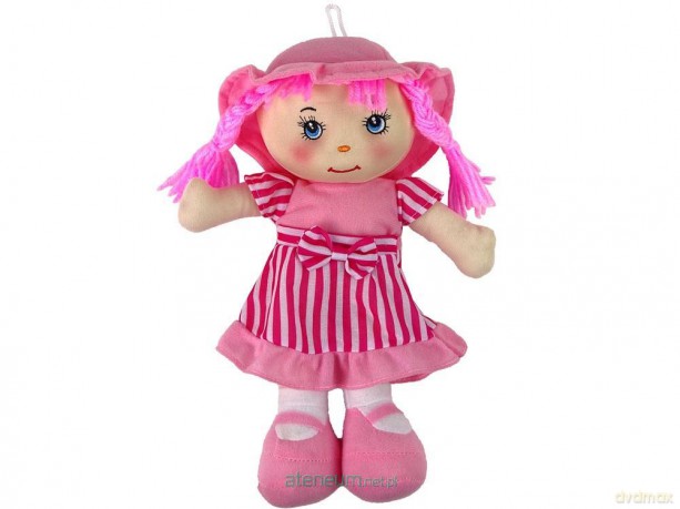 Lalka szmacianka różowa w paski 28 cm