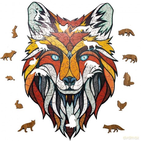 Drewniane 2D Układanka Lis [PUZZLE]