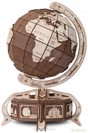 Drewniane 3D Brązowy Globus [PUZZLE]