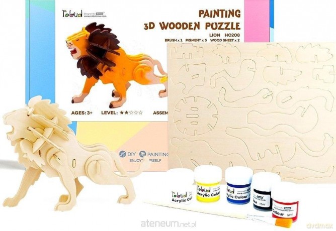 Drewniane 3D Do Malowania Lew [PUZZLE]