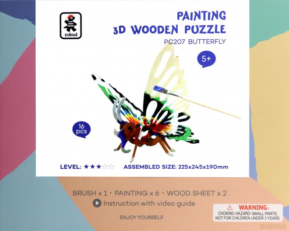 Drewniane 3D Do Malowania Motyl [PUZZLE]