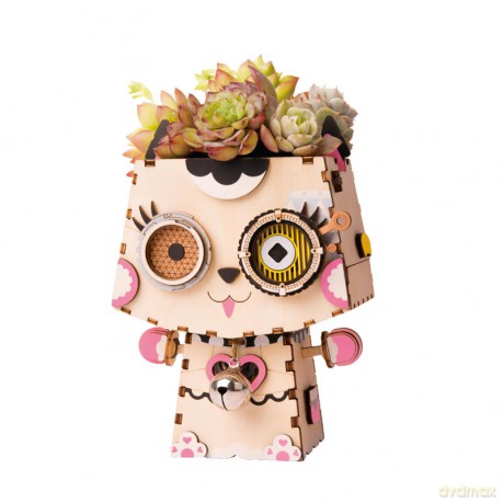 Drewniane 3D Doniczka Kotek [PUZZLE]