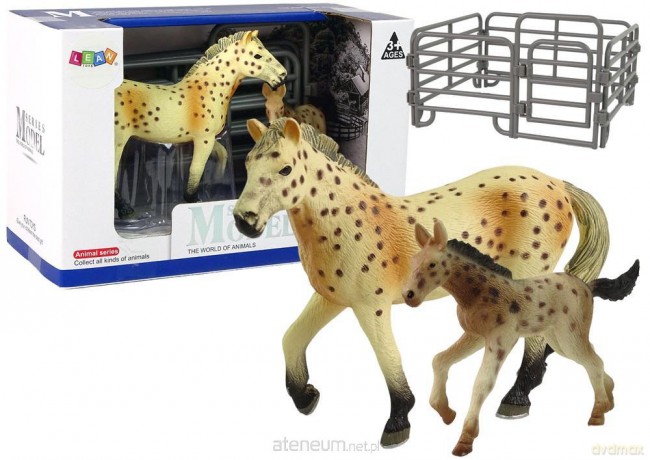 Zestaw 2 figurek konie + zagroda [FIGURKA]