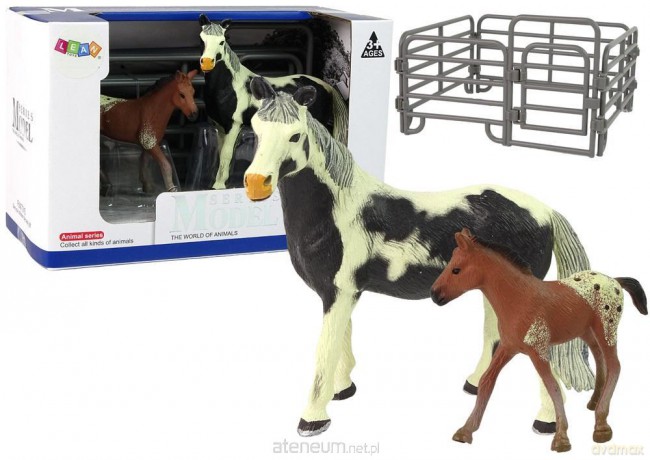 Zestaw 2 Figurek konie + zagroda [FIGURKA]
