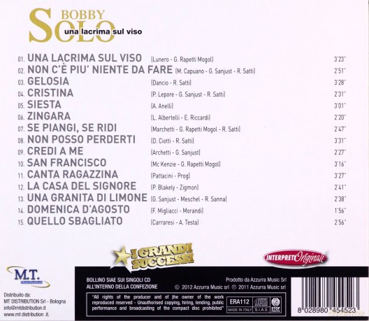 Bobby Solo: Una Lacrima Sul Viso ...e Molte Altre [CD]