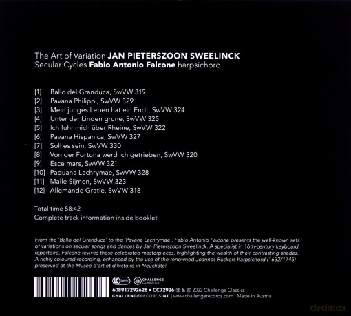 Fabio Antonio Falcone: Jan Pieterszoon Sweelinck: The Art. Of Variation - Secular Cycles [CD]