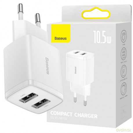 BASEUS Compact Ładowarka sieciowa 2x USB 10.5W