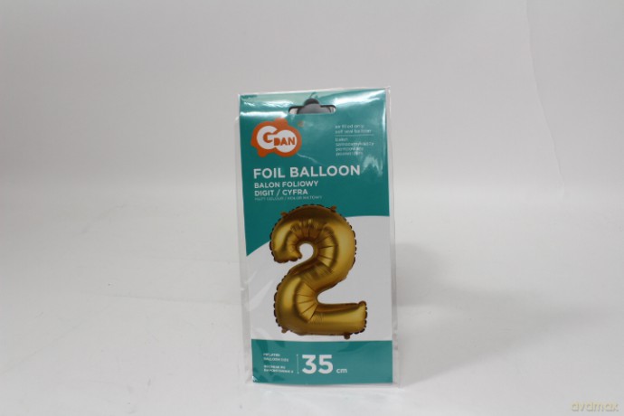 Balon foliowy Cyfra2 złota mat 35 cm BC-AZL2 08828