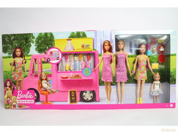 Barbie food truck + rodzina lalek GWJ58