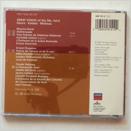 Danco/Miheau/Kolassi: Great Voices Of The 50s [CD]