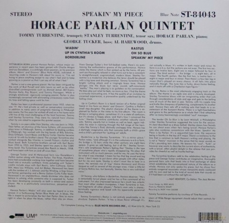 Horace Parlan: Speakin My Piece Classic Vinyl Reissue [Winyl]