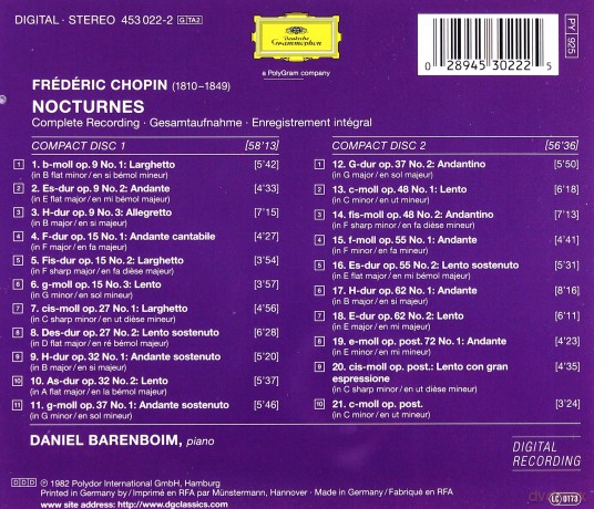 Daniel Barenboim: Chopin Nocturnes [2CD]